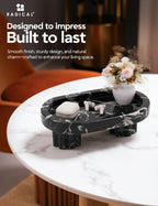 Radicaln Marble Tray with Feet 10" Decorative Bathroom Vanity Tray | decorative tray, Black Handmade Natural Stone, Marble Oval Tray, Pedestal Tray, Elegant Home Decor