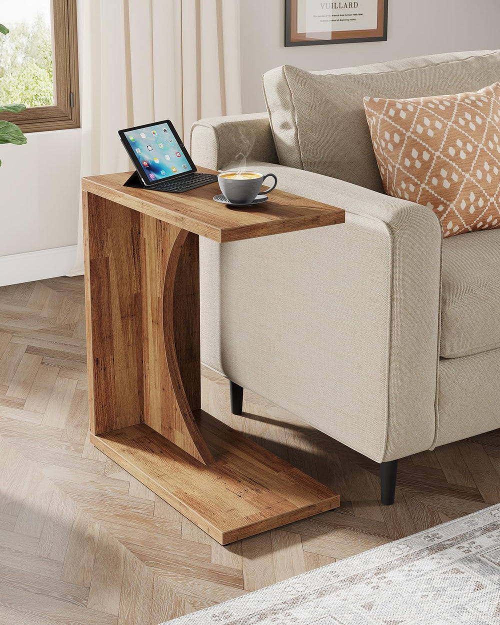 Tribesigns C-Shaped End Table for Couch, Sofa Side Table, C Table for Small S...
