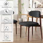 Wooden Dining Chair Set of 4, Modern Dining Chairs with with Curved Back, Fabric Upholstered Kitchen Room Chairs with Adjustable Legs for Farmhouse Dining Living Room,Dark Grey