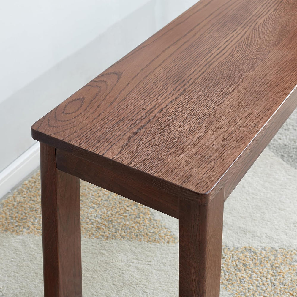 47.24" Solid Oak Narrow Walnut Dining Bench | Mid-Century Modern, Oak Sk...
