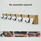 SKOLOO 39-Inch White Wood Coat Rack Wall Mount with 6 Triple Hooks - Ideal for Family Entrances, Classrooms, and Pet Supplies Storage - Perfect Coat Hooks for Wall