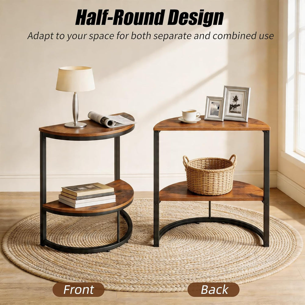 TooCust Half Round End Table for Living Room, 9.8" D x 19.7" W x 24...