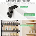SNTD Over the Door Pantry Organizer - 8 Tier Adjustable Pantry Door Spice Organizer, Large Capacity Hanging Door Spice Rack for Kitchen Pantry Organizers and Storage (Black, 17" W x 6" D x 69" H)