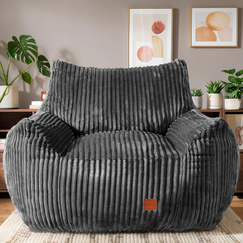 Giant Bean Bag Chair, Oversized Bean Bag Couch for Adults | Fluffy Corduroy B...
