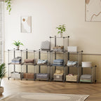 HOMIDEC 6 Light Grey Cube Storage Organizer, Modular Storage Shelf with Hammer, Cube Storage Bin Cabinet Closet Bookshelf for Living Room, Bedroom, Office, Each Cubes Size 11.8 x 11.8 inch