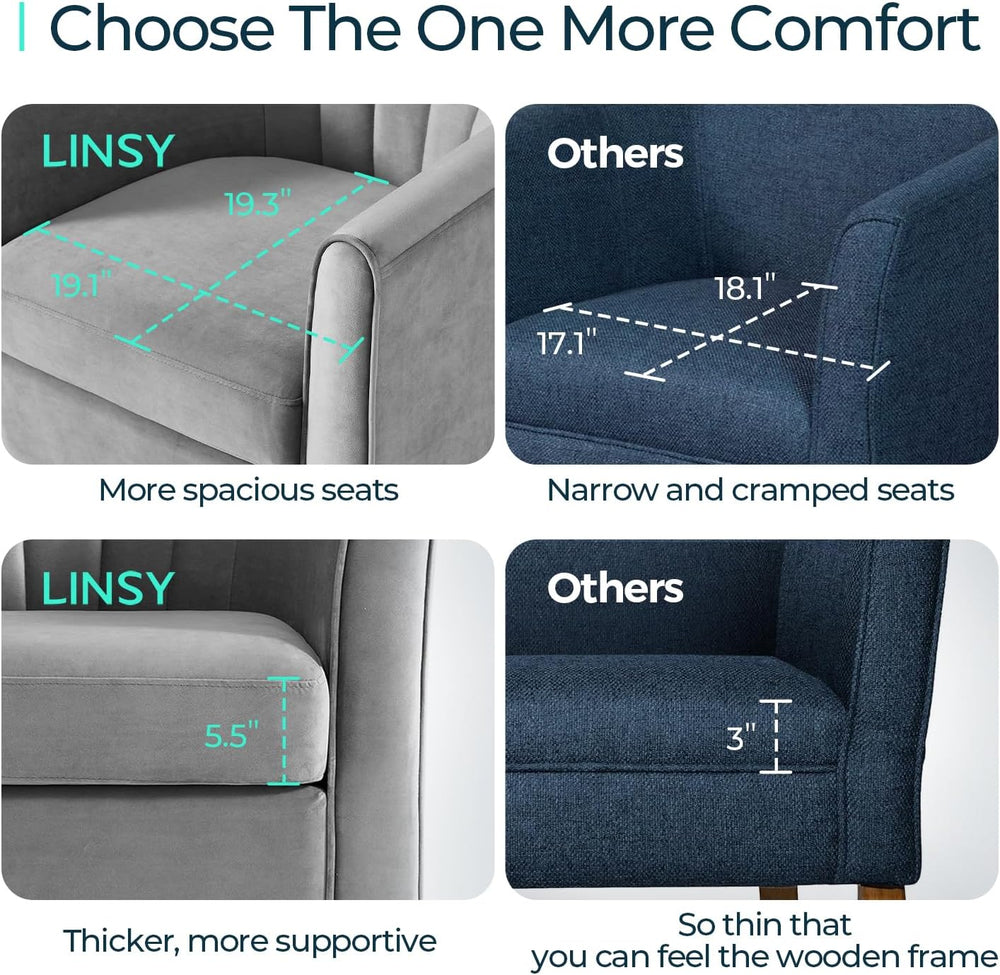 LINSY Swivel Accent Chair with Ottoman: Small Velvet Barrel Chair 360 Swivel ...