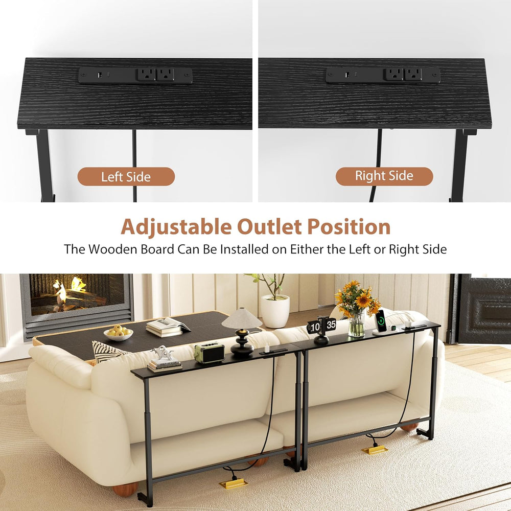 GRLEAF 2 Pack Adjustable Height Narrow Console Table with Power Outlets, 90&q...