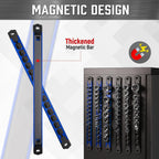 ALOANES 3-Piece Magnetic Socket Organizer, Heavy Duty Aluminum Socket Rails Organizer, 360° Swivel Clips Socket Holder Kit for Tool Box, 1/4-Inch Socket Holder x 42 Clips (Blue)