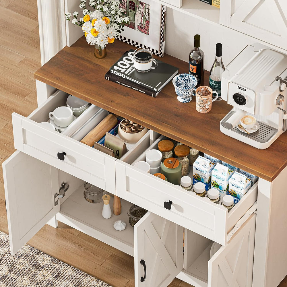 Befrases 67.7 Inch Farmhouse Pantry Storage Cabinet with Sliding Barn Doors, ...