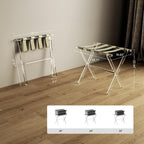 Sumerflos Acrylic Luggage Rack for Guest Room - Foldable Suitcase Stand with Leather Straps for Bedroom Living Room Hotel Heavy-Duty, Holds up to 50-100 lb lightweight Space Saving, Beige, 1 Pack