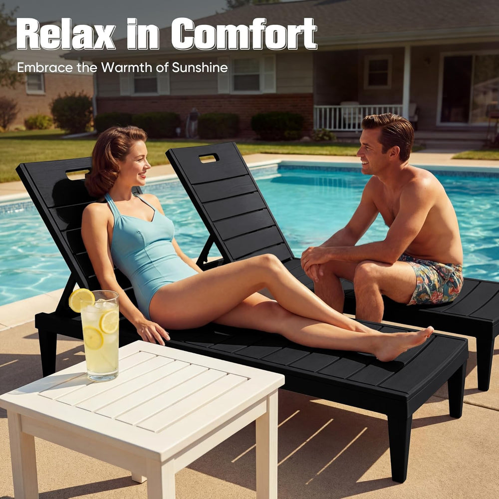 Devoko Outdoor Chaise Lounge Chair Set of 2 with 5-Position Adjustable Back, ...
