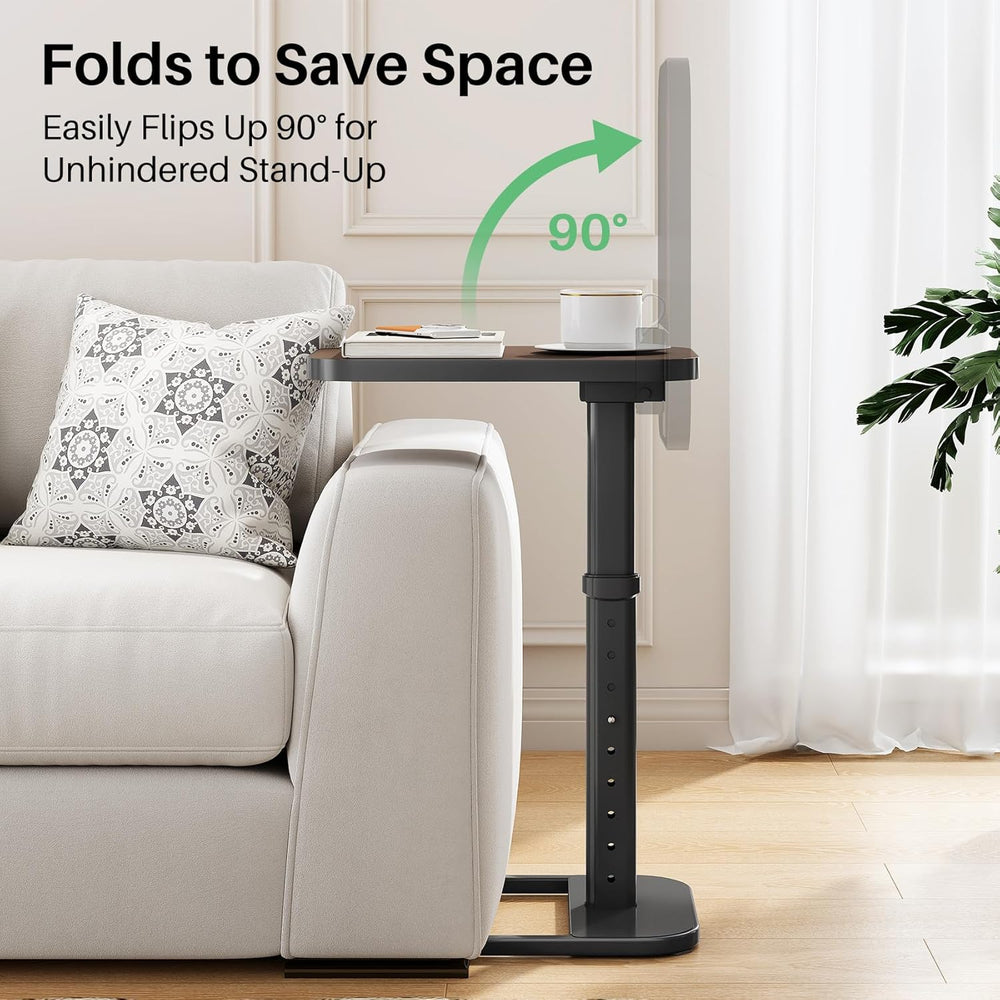 Kitstorack TV Tray Table, Adjustable Height & Rounded Metal Corners, Snac...