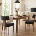 Mid Century Modern Dining Chairs Set of 2, Upholstered Wooden Dining Room Chairs, Farmhouse Kitchen Chairs, Accent Armless Side Chairs with Curved Back for Living Room, Charcoal Linen, 2PCS
