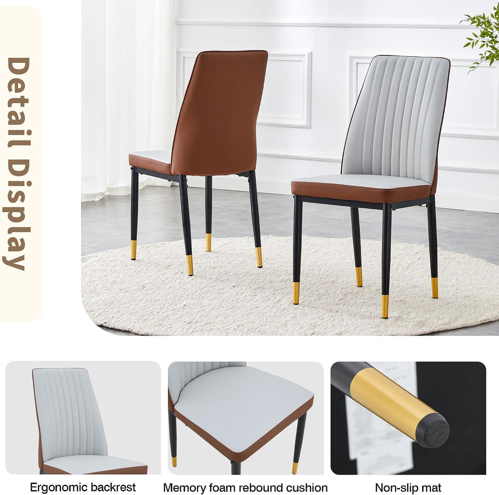 Upholstered Dining Chairs Set of 6, Mid-Century Modern Leather Dining Room Ch...