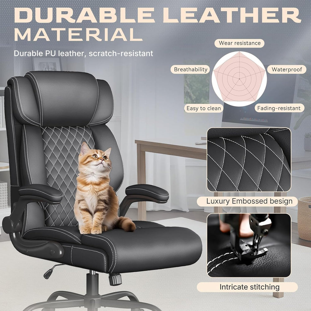 Office Chair-Executive High Back Breathable Big and Tall Office Chair Flip-up...