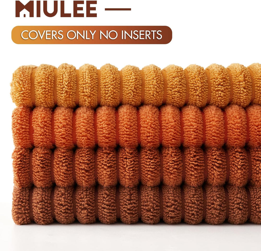 MIULEE Fall Corduroy Decorative Throw Pillow Covers Orange Rust 18x18