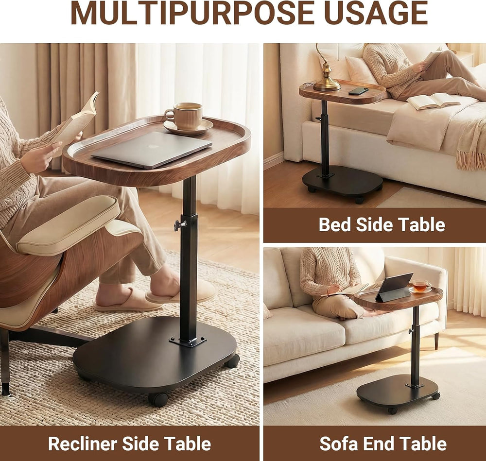 Adjustable Height TV Tray Table for Snack, Eating, Dinner or Laptop, 360°Roll...