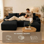 Boneless Couch, Modular Sectional Couches for Living Room, U-Shaped Cloud Couch Sofa with Deep Seat, Fluffy Corduroy Upholstered Corner Sofa