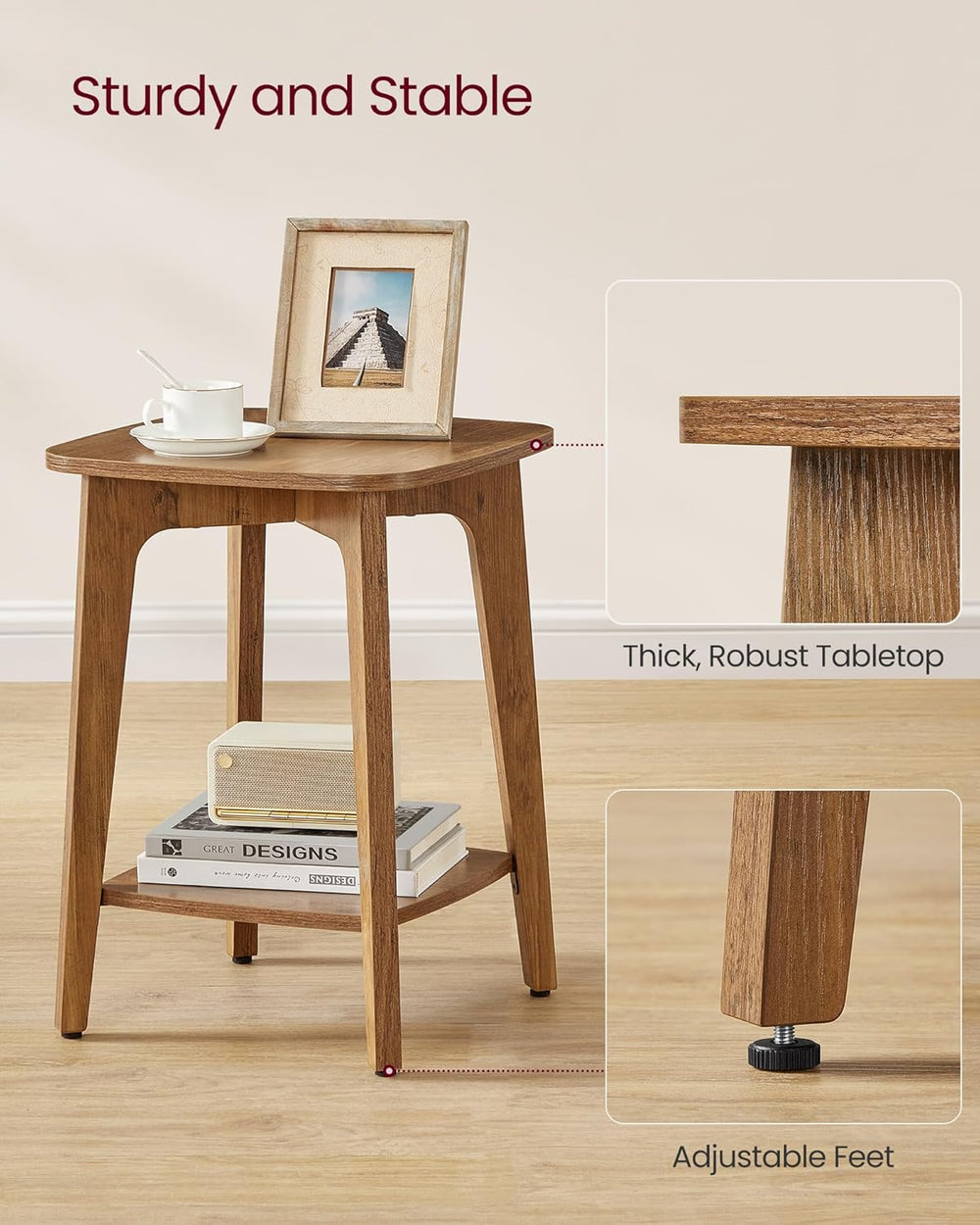 VASAGLE MAEZO Collection - Side Tables, Set of 2, 2-Tier Small Square End Tab...