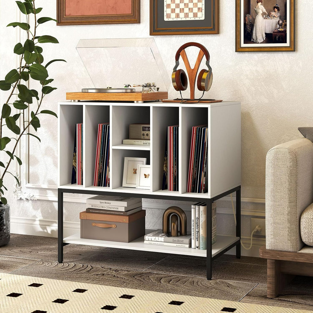 LOKO Record Player Stand with Charging Station, Turntable Stand with Vinyl St...
