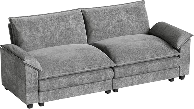 Homall 80" Modular Sectional Sofa, Loveseat Sofa Couch with Double-Layer Cushion, DIY Combination Chenille Deep 2-Seat Cloud Couch for Living Room, Apartment (Bright Grey, Loveseat Sofa)