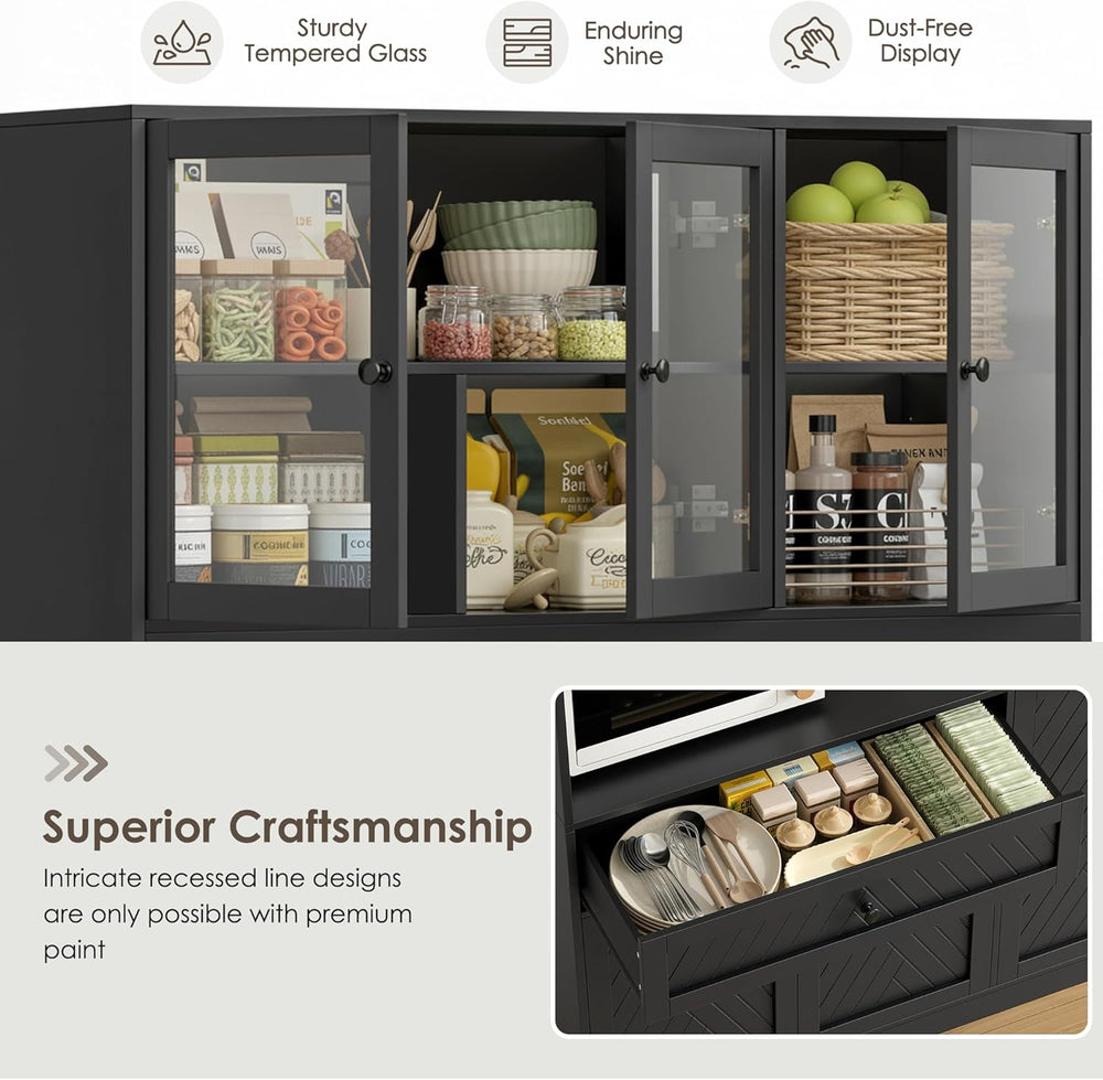 BOTLOG 72” Tall Kitchen Pantry Storage Cabinet, Modern White Kitchen Hutch wi...