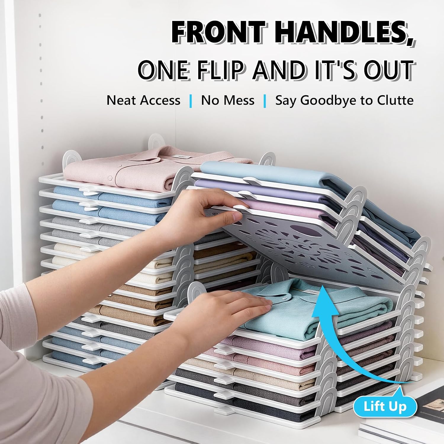 10Pcs Stackable Closet Organizer & Shirt Folding Board Bundle | Space-Savin Closet Organizers and Storage , Foldable ,Ideal for Tshirts ,Sweater ,Pants Storage in Bedroom and Dormroom White