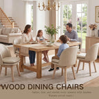 Upholstered Dining Chairs Set of 2, Modern Faux Leather Dining Room Chairs with Solid Wood Legs & Double-Padded Seat, Swivel Accent Desk Chair for Kitchen Dining Room Restaurant - Pebble Grey