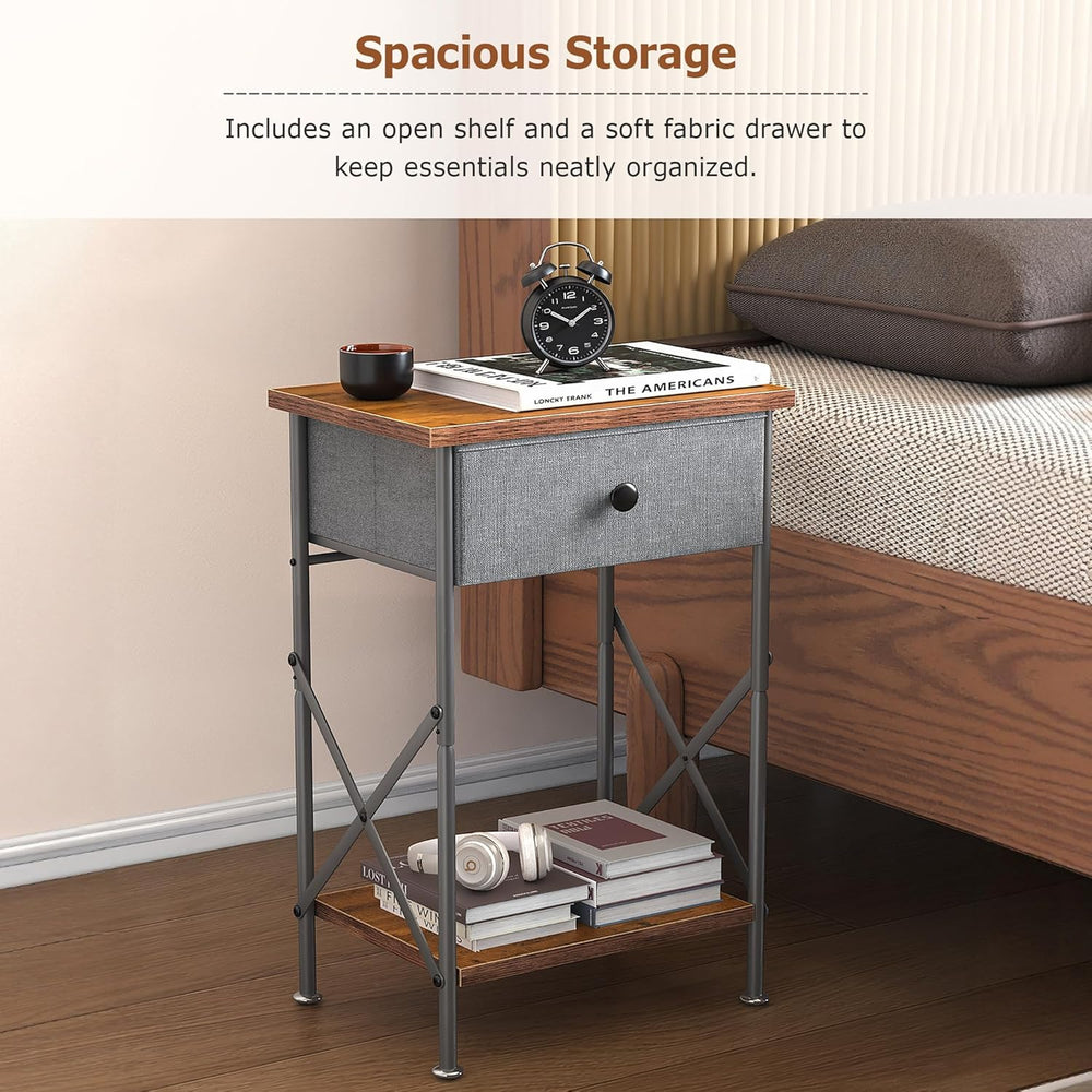 VECELO Night Stand Set of 2, Nightstand for Apartment, Dorm End Table for Sma...