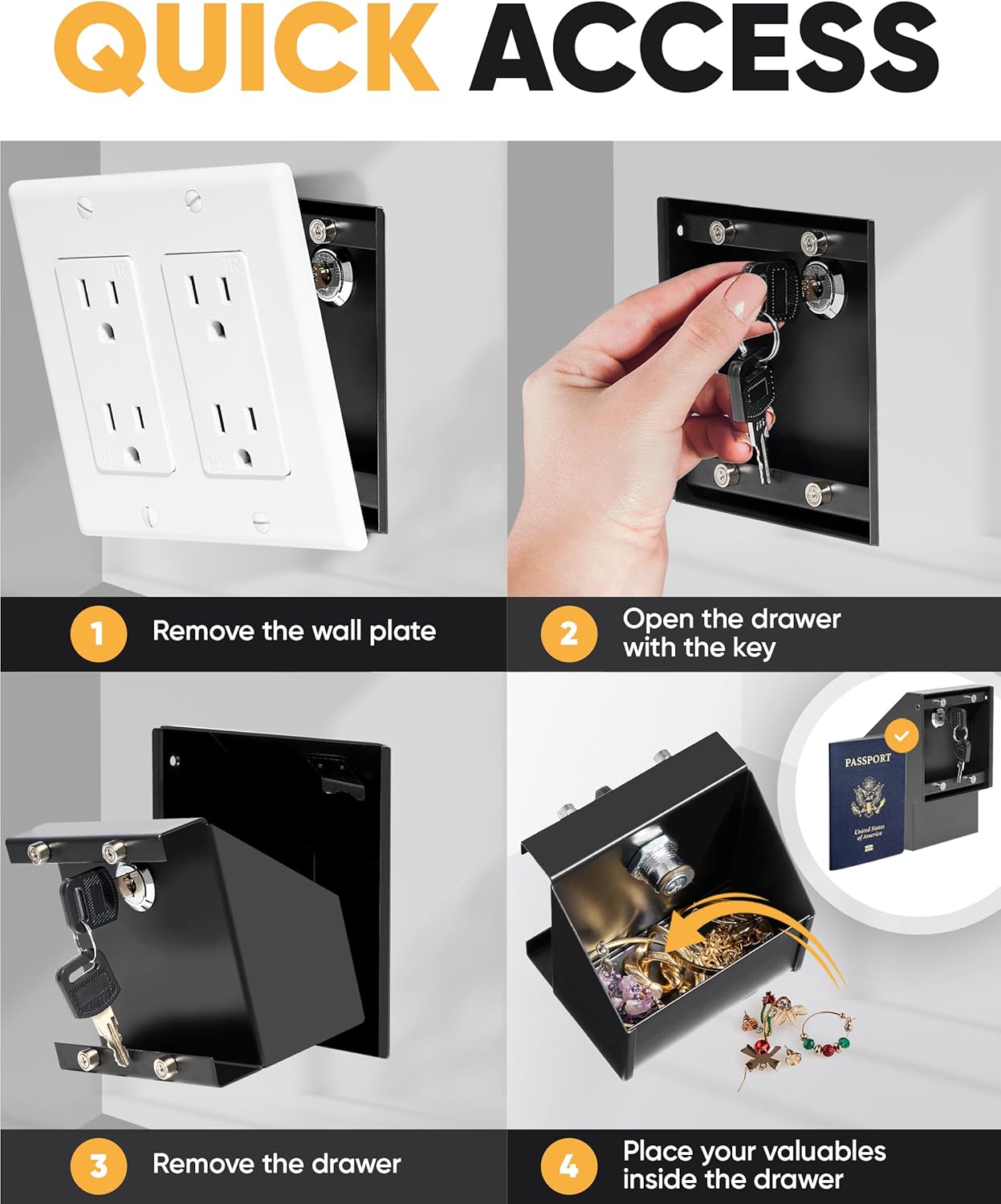 Elder Welder® Electrical Outlet Hidden Wall Safe | 100% Real Wall Plate Included | Easy to Install | Hidden Safe for Money | Wall Safes Between Studs | Secret Storage | Invisible Safe