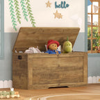 usikey 39.4” Storage Bench, Toy Box with 2 Safety Hinges, Lift Top Storage Chest, Toy Chest for Living Room, Bedroom, Entryway, Honey Brown
