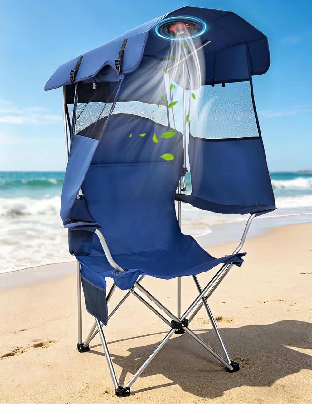 East Oak Camping Chair with Canopy & Fan, 25" High Back Canopy Chair...