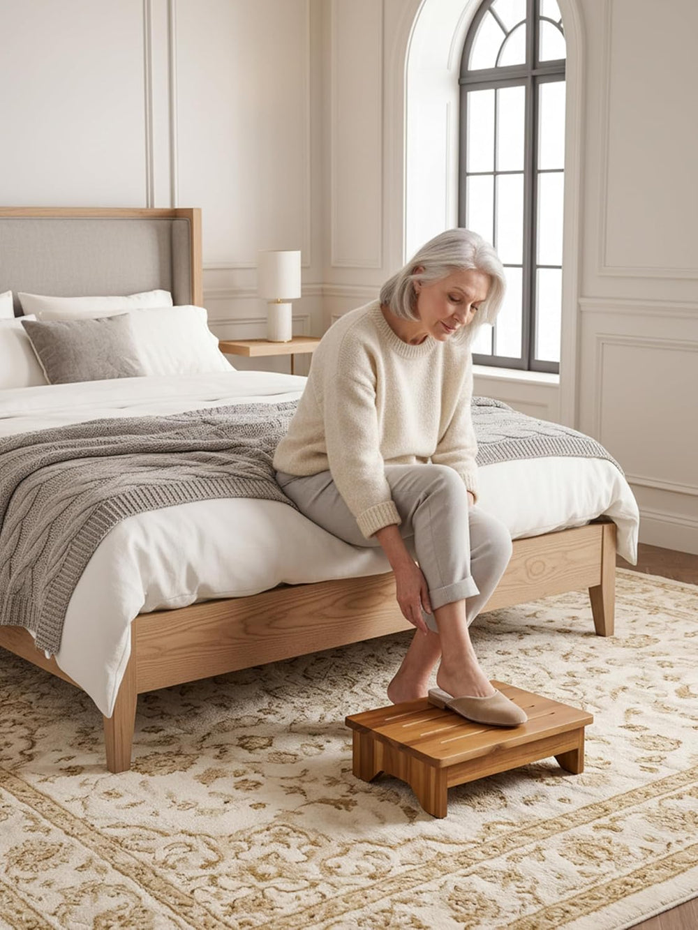 TIDITA 5” Wooden Step Stool for Adults (Fully-Assembled), 300 LBS Capacity