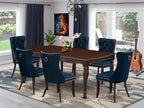 East West Furniture DODA7-MAH-29 7 Piece Dining Table Set Includes a Rectangle Kitchen Table with Butterfly Leaf and 6 Polyester Fabric Padded Chairs, 42x78 Inch, Mahogany