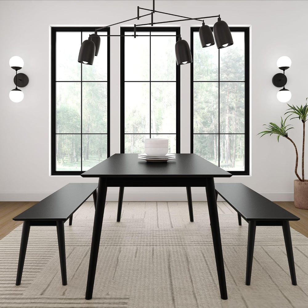 Plank+Beam Mid Century Modern Dining Bench, Black, 59 Inch, 2000314000-170