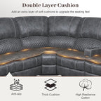 Manual Reclining Sectional Sofa Set, 6 Seats Soft Dutch Velvet Recliner Corner Sectional Couch, Family-Sized L-Shaped Recliner Couch with USB Charging, Thickened Padding, Sturdy Frame, Grey