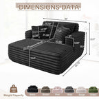 56" Oversized Chaise Lounge Chair Indoor,Plush Faux Fur Sleeper Sofa Couch Bed with Pillows&Wide Armrests,Fluffy Comfy Cloud Couch,Compression Foam Couch for Living Room,Bedroom(Black)