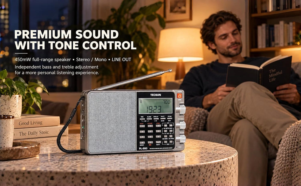 Tecsun PL880 Portable Digital PLL Dual Conversion AM/FM, Longwave & Short...