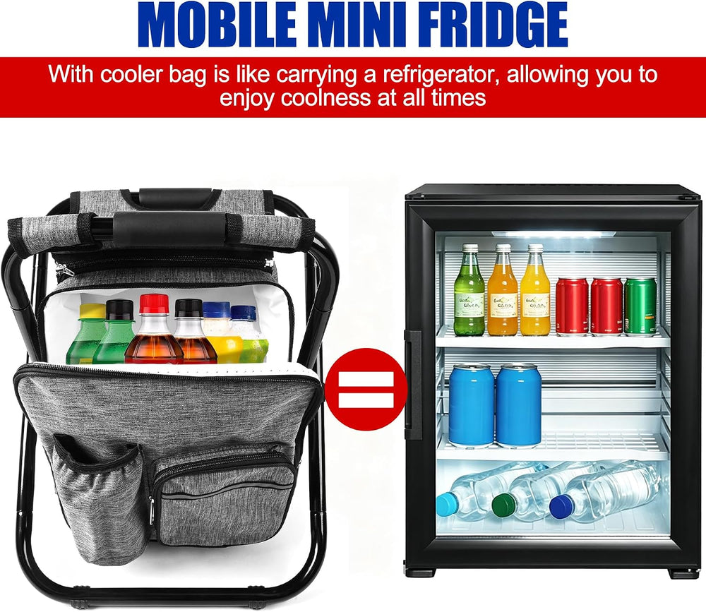 Backpack Stool Cooler Chair Heavy Duty 200 LBS Max Load Portable Lightweight ...