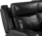 Watson & Whitely Genuine Leather Power Loveseat Recliner Sofa, 2 Seat Wall Hugger Reclining Sofa with Power Headrest & Charging Ports, Dual Recliner Sofas for Living Room, RV, Black