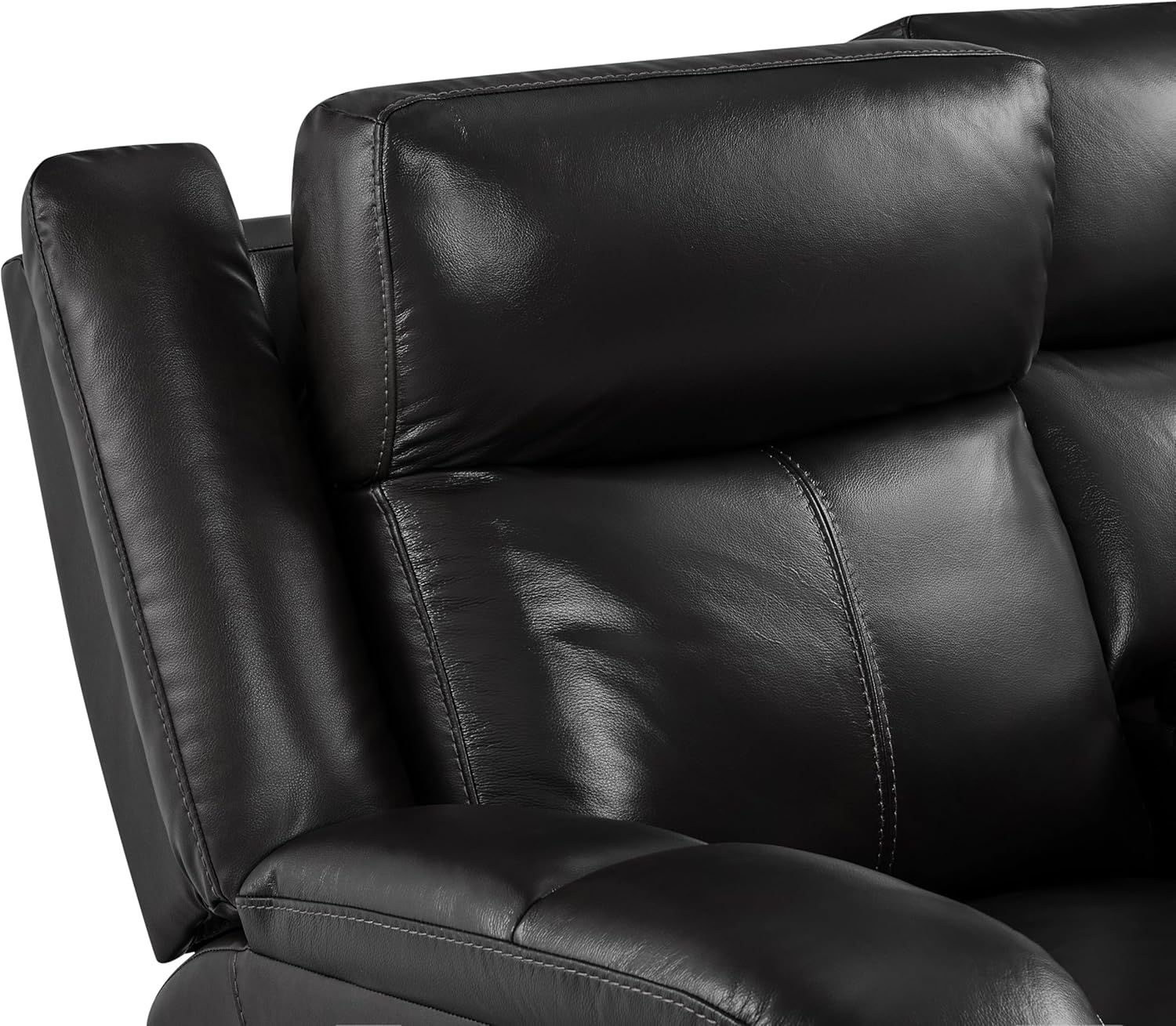 Watson & Whitely Genuine Leather Power Loveseat Recliner Sofa, 2 Seat Wall Hugger Reclining Sofa with Power Headrest & Charging Ports, Dual Recliner Sofas for Living Room, RV, Black