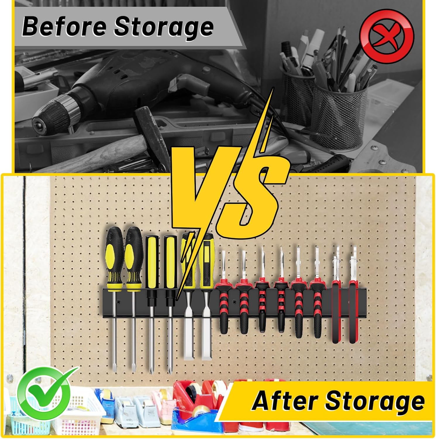 Screw Driver Holder Wall Mount,Screwdriver Organizer, Metal Plier Organizer Wall Mount, Screwdriver Garage Tool Storage Rack for Garage Workshop Workbench Edge Tool Chest Cart, 2 PCS