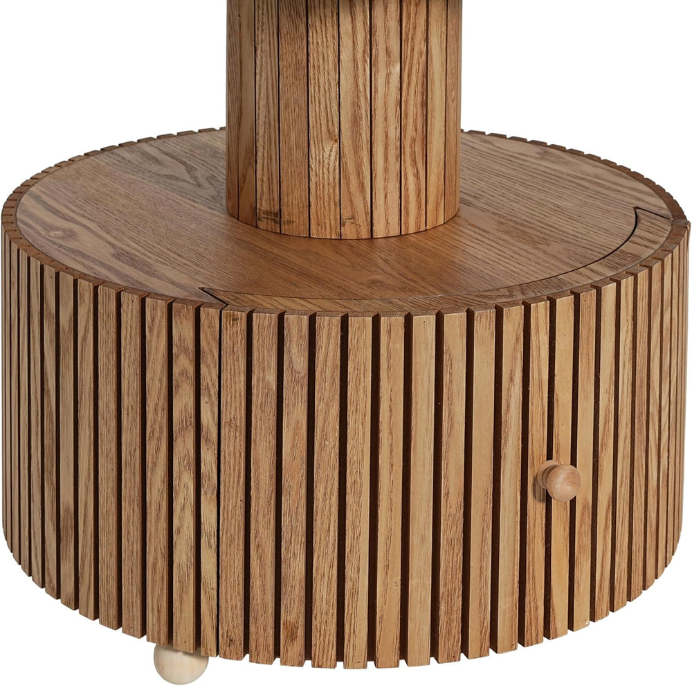 Unique Four-Petal Accent Table with Storage Drawer, Nordic Style Round Side T...