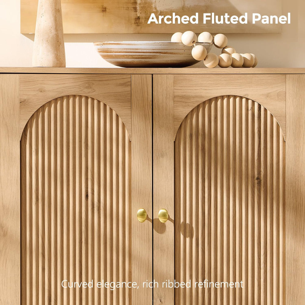 IFBUY Modern Sideboard Buffet Cabinet, 61.75" W Fluted Arched Buffet Cab...