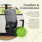 HON Convergence Ergonomic Office Chair, Breathable Back Support Mesh, Adjustable Arms, Computer Chair with Lumbar Support, Rolling Swivel Wheels, Comfortable Synchro-Tilt Recline, Vinyl, Black