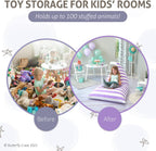 Butterfly Craze Stuffed Animal Storage Bean Bag Chair Cover - 861.64 L Purple Stripes - Extra-Large Floor Lounger & Toy Organizer - Bean Bag Chairs for Kids - Machine-Washable Canvas
