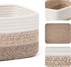 Small Storage Baskets for Organizing | Closet Organizer Bins | Shelf Toy Basket | Woven Rope Baskets | Cube Decorative Box | Shallow Basket |11.5x7.5x4.7”| 4 Packs Gradient Brown