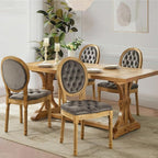 Upholstered Dining Chairs Set of 4 French Country Oval Fabric Back Kitchen Side Chair with Wood Legs for Dining Room, Kitchen, Restaurant(Grey-Velvet)
