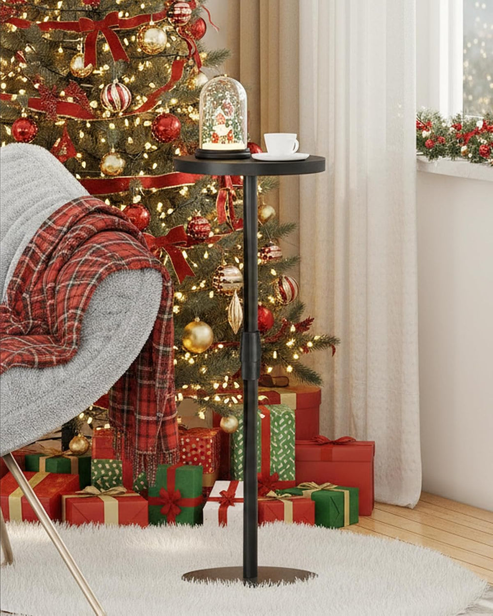 TUTOTAK Tall Round Side Table, Small End Table, Drink Table, Pedestal Side Ta...