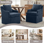 VKNOW Upholstered Dining Chairs, Modern Kitchen Chairs Dinner Chairs with 4 Casters, Chenille Armchair for Bedroom Reading Room Living Room, Blue